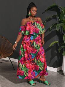 Slaydiva Lockeres Bedrucktes Kleid Für Übergewichtige Im Urlaub