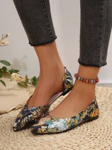 Modische Damenschuhe mit spitzen Zehen im Retro-Design, flache Schuhe mit Mehrfarbendesign und Cut Out für Frühling, Herbst und alle Jahreszeiten, bequeme Slip-resistente Schuhe für Partys, Shopping, Urlaub und Arbeit. - Verschiedenfarbig - Übersicht 3