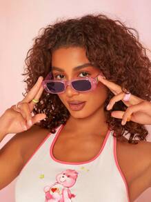 SHEIN X Care Bears Pink Transparent Fashion Glasses With Pouch - Pink - View 7