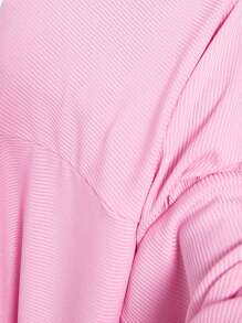 SHEIN Qutie Vestido De Paraguas Para Mujer De Talla Grande Y Ajuste Delgado Con Ribete Contrastante Rosa