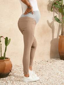 Maternity Ripped Skinny Jeans With Frayed Hem - Apricot - View 3