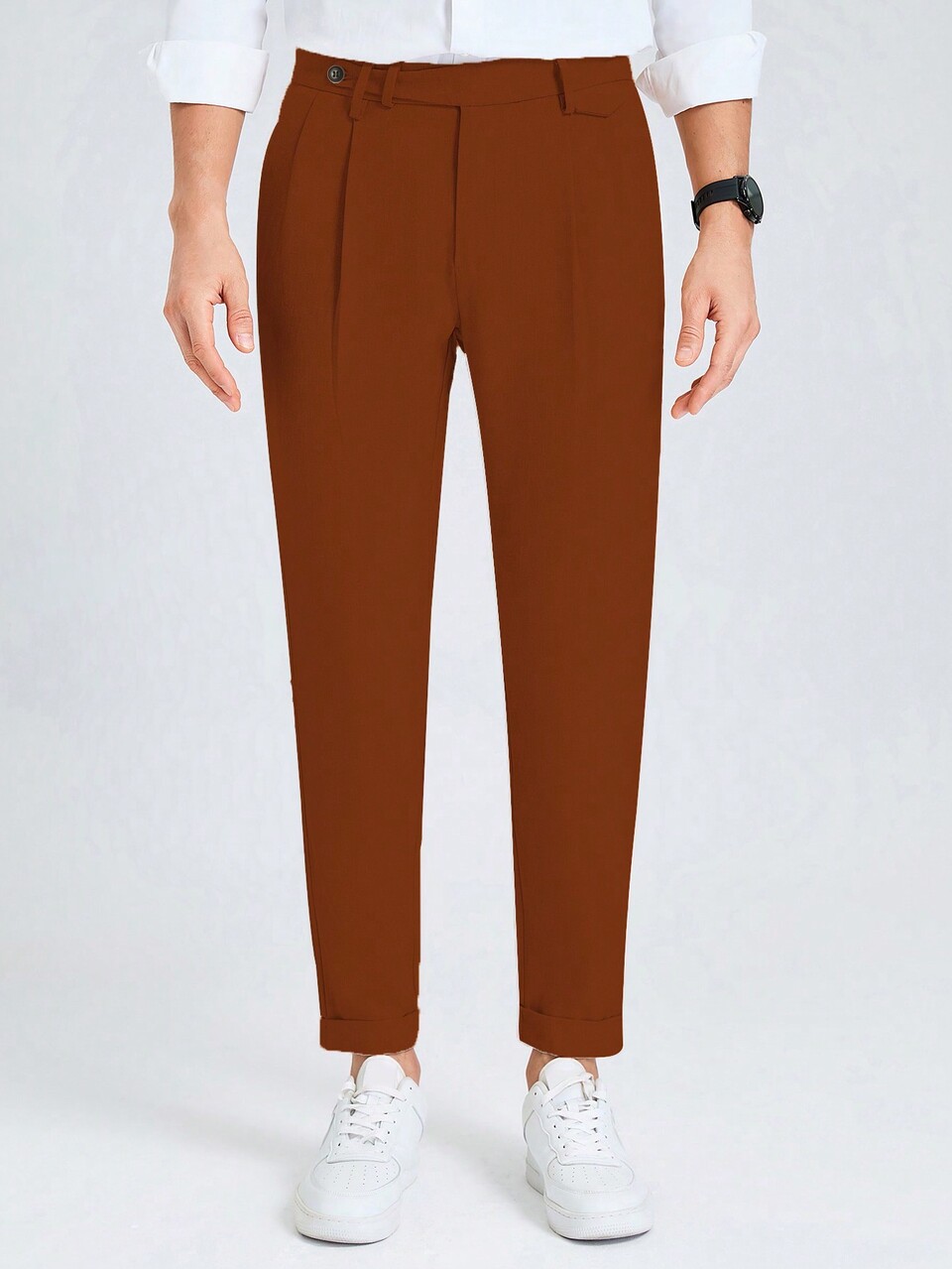Men Slim-Fit Casual Tapered Suit Pants