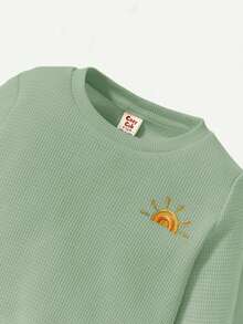 Cozy Pixies 男嬰刺繡細節衛衣和衛褲 - 綠色 - 查看 5