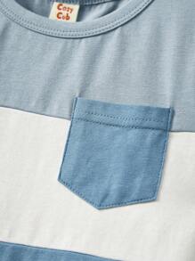 Cozy Pixies Baby Boy Color Block Round Neck Short Sleeve Top And Sporty Shorts 2pcs/Set - Multicolor - View 6