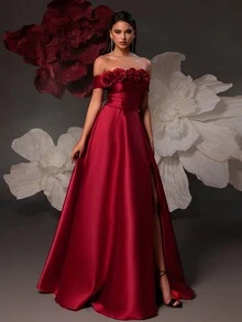 Vipgirl Elegantes Bankettkleid Für Damen Mit Hoher Taille Und Langem Bein - Rot - Übersicht 5