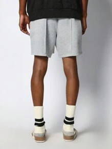 SUMWON Pull On Drop Crotch Short With Pleated Stitch - Light Grey - View 4