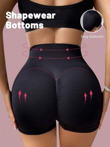 SHEIN 女士無縫高腰控制肚子提臀內褲塑身衣（單片裝） - 黑色 - 查看 2