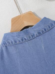 Vestido de mezclilla ligero y informal holgado para niñas preadolescentes de colores claros
