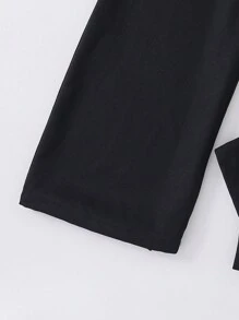 SHEIN Conjunto de dos piezas para adolescentes, compuesto por una camisa de manga corta de unicolor y un mono con sostén fruncido