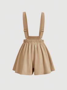 SHEIN MOD 女士雙扣帶褶皺裙 - 杏色 - 查看 2