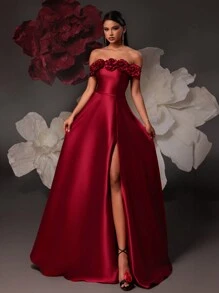 Vipgirl Elegantes Bankettkleid Für Damen Mit Hoher Taille Und Langem Bein - Rot - Übersicht 3