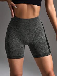 SHEIN Sport Studio Women Solid Color Simple Daily Sports ShortsWomen Sweat Short, Gym Short, Biker Short
