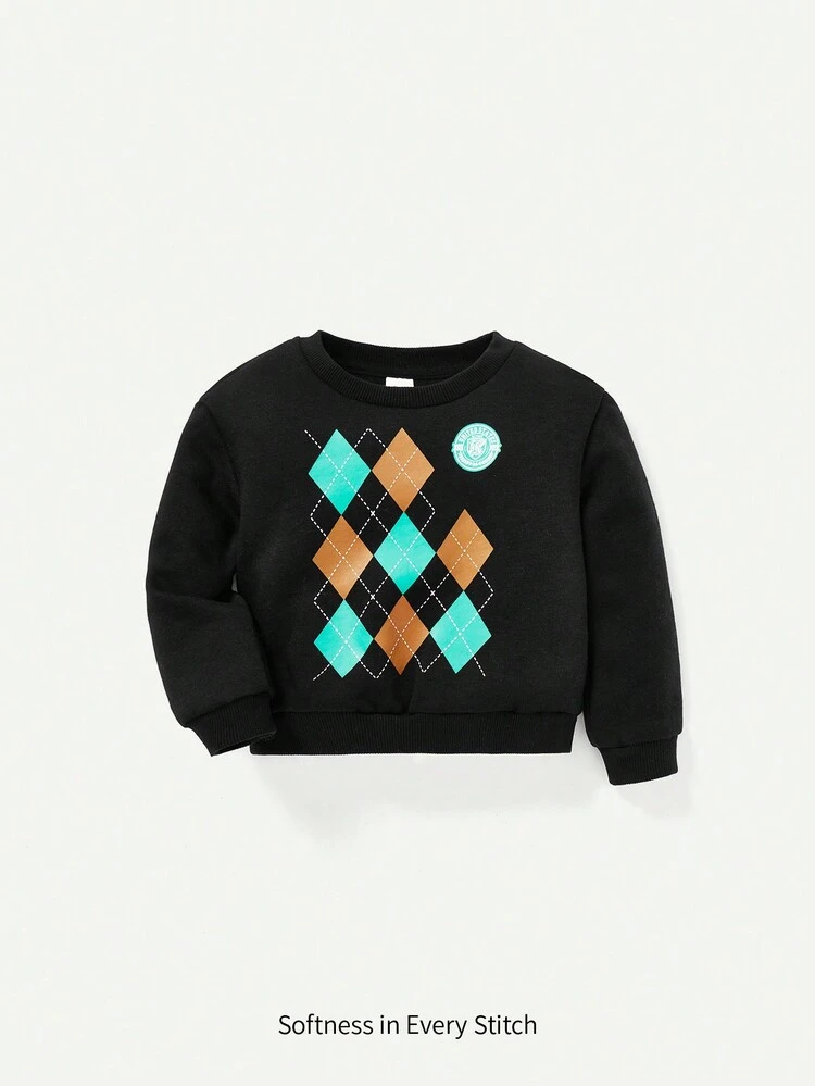 Baby Boy Argyle Print Sweatshirt