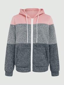 INAWLY Áo hoodie dài tay phối màu tương phản có khóa kéo phía trước dành cho nữ, áo dài tay tốt nghiệp, áo đi học, áo dành cho giáo viên nữ, áo nỉ mùa thu đi học. - Nhiều màu - Xem 1