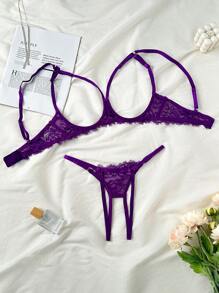SHEIN Women's Sexy Lace Decorated Lingerie - Purple - View 2