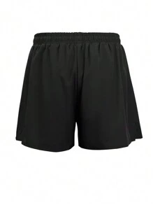 Manfinity Running Boyfriend Style Men Letter Graphic Drawstring Waist Sports Stretchy Shorts Gym Shorts Short Corridatraining Shortsmens Gym Shortsgym Shorts Menmen Gym Shorts - Black - View 2