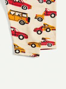 Cozy Pixies 嬰兒男童緊身睡衣套裝,卡通車紋長袖圓領上衣&褲子,高彈力舒適家居服2入/set - 彩色 - 查看 7