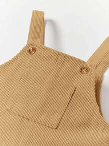 Cozy Pixies Baby Boy Solid Pocket Front Overall Jumpsuit - Khaki - View 5