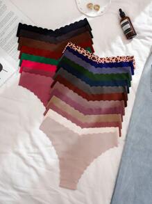 Scallop Edge Seamless Triangle Panties (Pack Of 21) - Multicolor - View 2