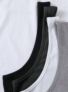 Calvaya Camiseta sin mangas acanalada en talla grande, unicolor