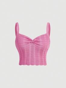 SHEIN MOD 休閒質感針織背心上衣 - 淺粉色 - 查看 1