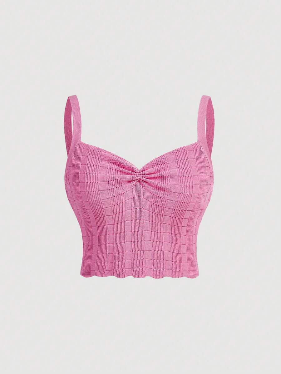 SHEIN MOD 休閒質感針織背心上衣 - 淺粉色 - 查看 1