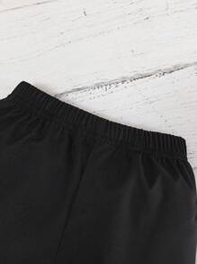 SHEIN 寶寶男孩休閒時尚夏季前扣襯衫和短褲套裝 - 軍綠色 - 查看 3