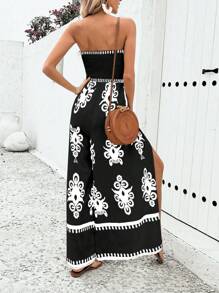 Breezaya Mono sin tirantes impreso para mujeres con estilo vintage