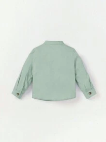 Cozy Pixies Baby Boy Button Front Shirt - Green - View 2