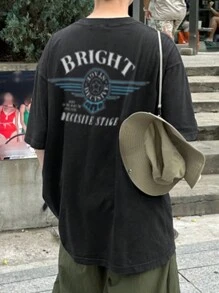 DAZY 男士动物和字母印花夏季T恤，图案T恤