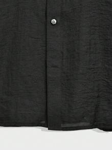Manfinity VCAY Lyocell Super-Light Woven Solid Men's Long Sleeve Shirt For Summer - Black - View 8
