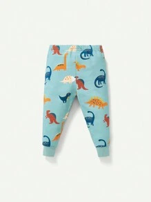 Cozy Pixies Bộ Đồ Ngủ Ôm Vừa Vặn Cho Bé Trai, Áo Cổ Tròn Và Quần Dài In Hình Động Vật Hoạt Hình, 2 Cái/bộ - màu xanh lá - Xem 3