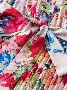 DreamSkyne Plus Size Nữ \ Mùa Hè In Hoa Chồng Lên Nhau Cổ Chữ V Xù Tay Ngắn Xếp Ly Viền Ngày Lễ - Nhiều màu - Xem 4