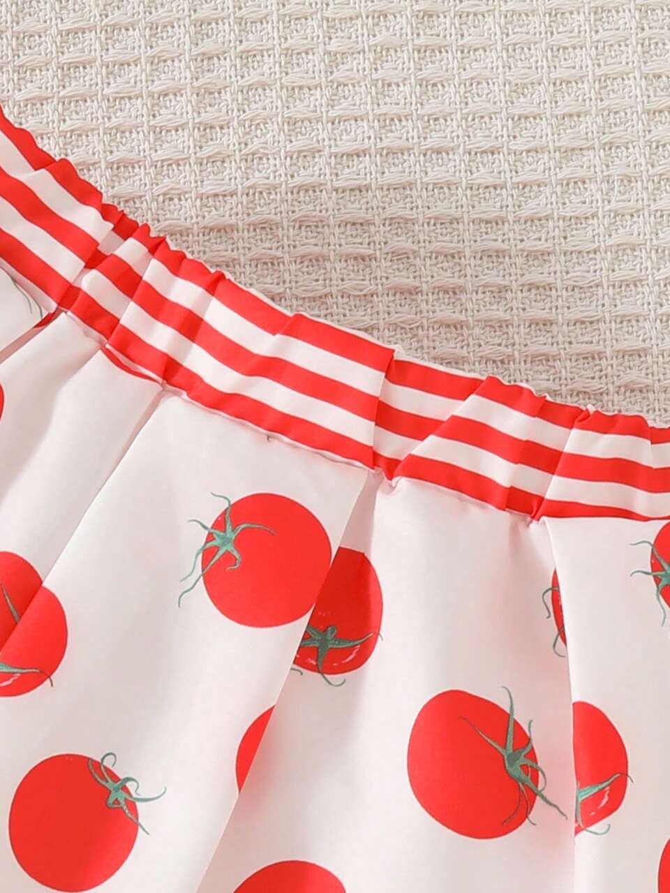 Baby Girls Cute Tomato Patterned Skirt And Top With Large Bow Knot Design At The Back, Countryside Style