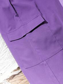 SHEIN Tween Girl Fashionable Workwear Style Overalls And Tank Top Two-Piece Set - Purple - View 6