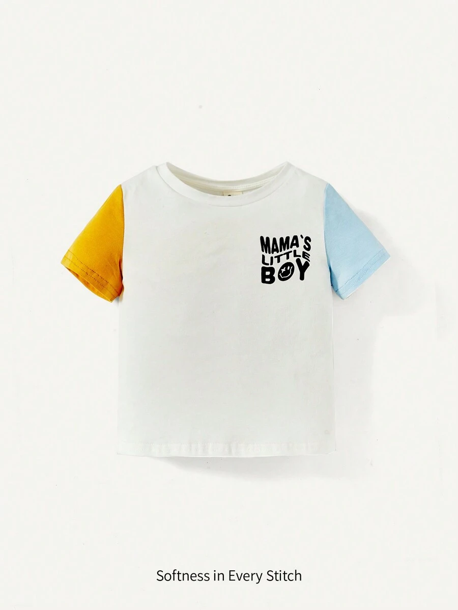 Cozy Pixies Baby Boy Letter Graphic Colorblock Tee - Multicolor - View 1