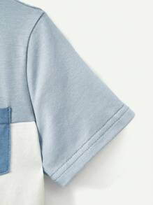 Cozy Pixies Baby Boy Color Block Round Neck Short Sleeve Top And Sporty Shorts 2pcs/Set - Multicolor - View 3