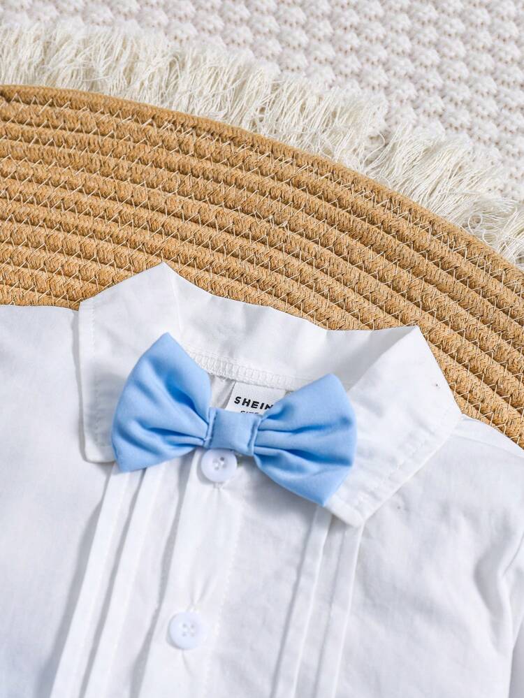 Wedding Ceremony Flower Boy 3pcs Long Sleeve Suit Jacket With Gentlemen Vest, Baby Boy Casual Shirt With Attached Jumpsuit And Two Pieces Suit Jacket For Gentlemen