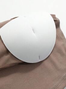 DAZY Débardeur à bretelles spaghetti rembourré pour femmes été toutes saisons - Kaki - Voir 4