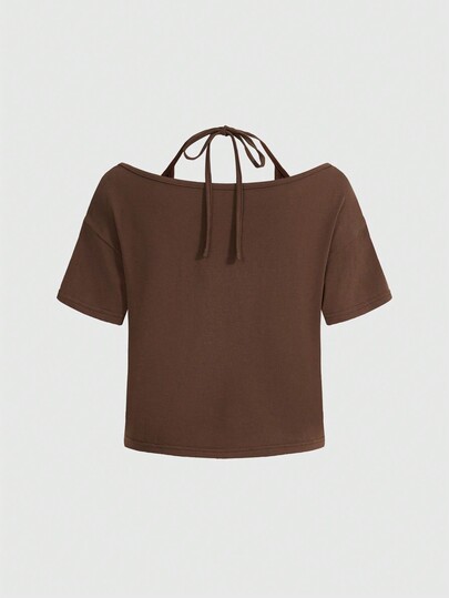 Hippie T-shirt femme à encolure ras-du-cou, imprimé de soleil à manches courtes à la mode