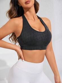 SHEIN Sports Damska krótka, uproszczona i wygodna bielizna sportowa ze skrzyżowanymi, wydrążonymi i odciętymi plecami