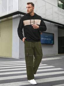 Manfinity VCAY Pantalone casual in tessuto con gamba diritta (taglie forti) - Verde militare - Visualizzare 5