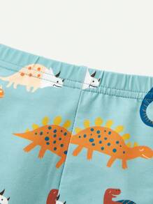 Cozy Pixies Bộ Đồ Ngủ Ôm Vừa Vặn Cho Bé Trai, Áo Cổ Tròn Và Quần Dài In Hình Động Vật Hoạt Hình, 2 Cái/bộ - màu xanh lá - Xem 7