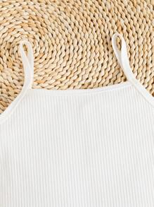 SHEIN Conjunto Primavera/Verano para niña mayor: Mono blanco y falda de estampado floral en color naranja/rosa, 2 en 1 ideal para viajes, ocasiones casuales y vacaciones. - Rojo y blanco - Ver 6