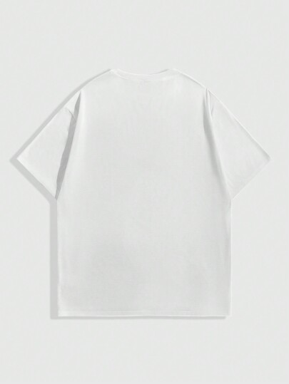 Street Life Men Summer Casual Oversized Short Sleeve Y2k T-Shirt With Character And Letter Print