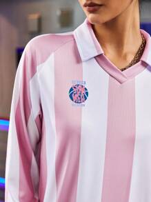 Streetz SHEIN Sport Women Striped Printed Casual Daily Long Sleeve Polo Shirt For Sports