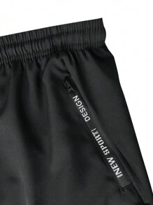 Manfinity Running Boyfriend Style Men Letter Graphic Drawstring Waist Sports Stretchy Shorts Gym Shorts Short Corridatraining Shortsmens Gym Shortsgym Shorts Menmen Gym Shorts - Black - View 3