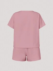 Cozy Pixies Bebé niño Shorts con camiseta de color combinado con parche con bolsillo - Rosa vieja - Ver 2