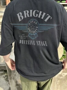 DAZY 男士动物和字母印花夏季T恤，图案T恤