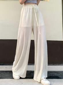 DAZY Women's Sequined Wide Leg Pants With Drawstring Waist